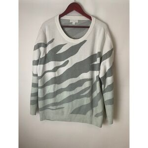 Barefoot Dreams CozyChic Sweater Ultra Lite Ocean Reef White Gray Ombré 2X